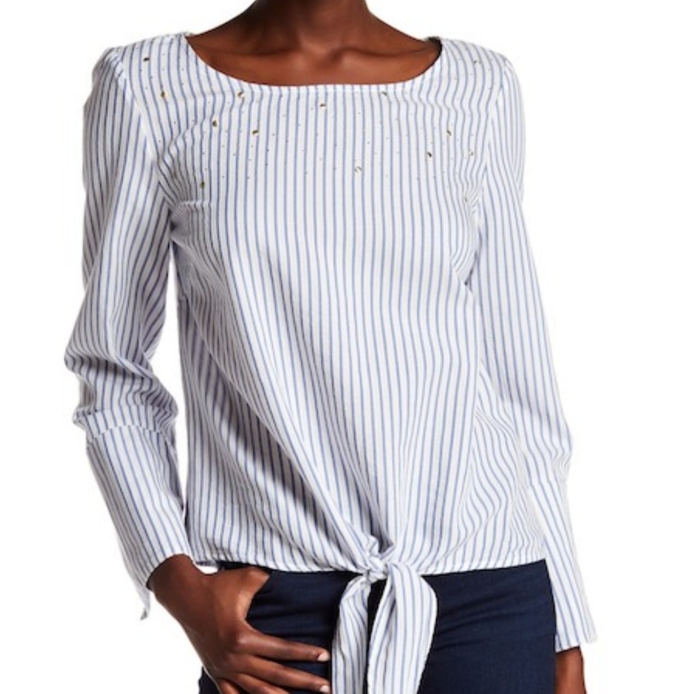 Nanette Lepore Front Tie Embellished Top